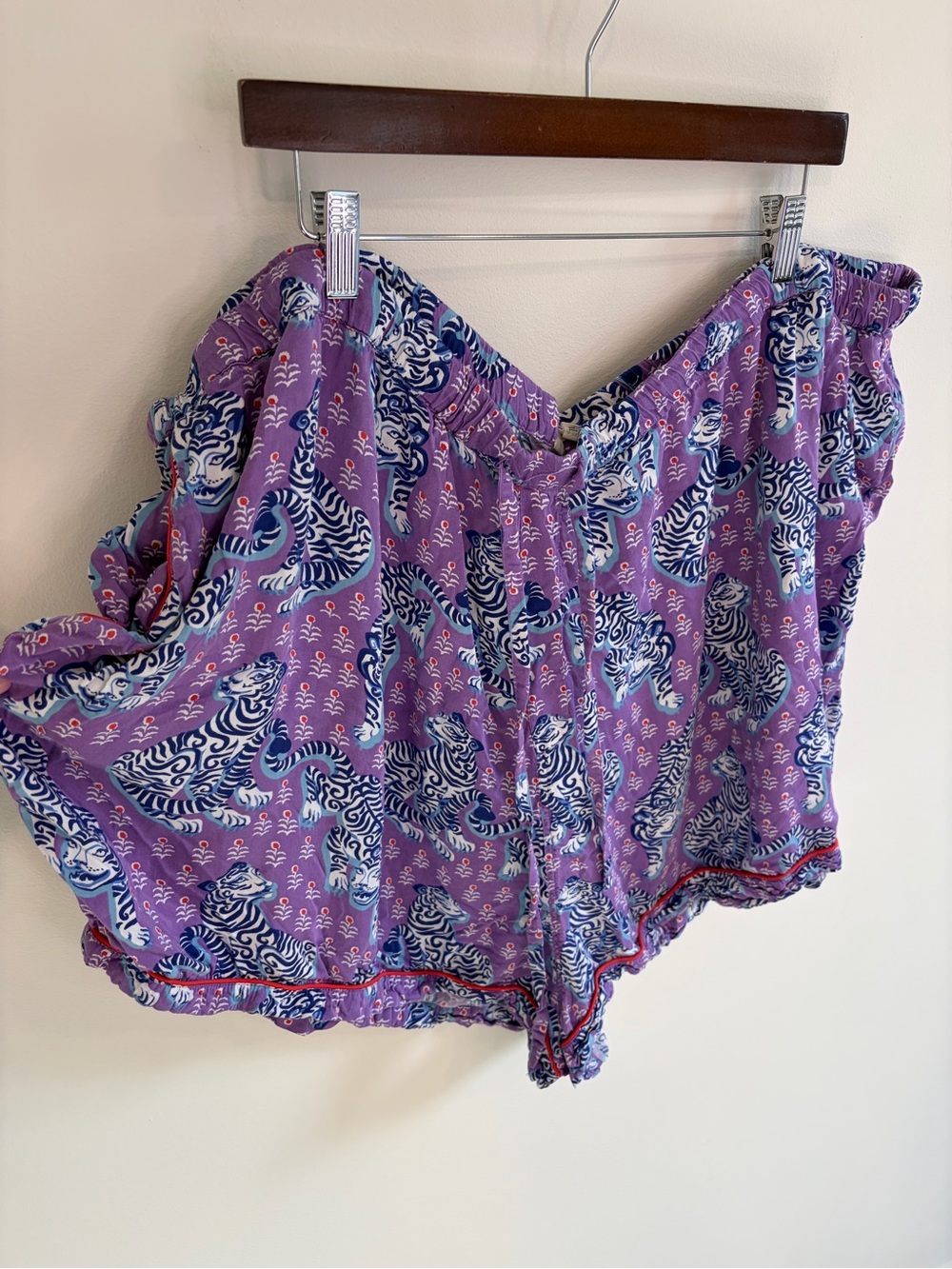 Printfresh Purple Tiger Queen Short Sleeve Pajama Set Plus Size 5X - Picture 12 of 14